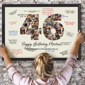 46th Birthday Decoration Guest Book Sign, 46th Birthday Gift Men Women, 46th Birthday Party Invitation Poster, 46th Birthday Card Him Her