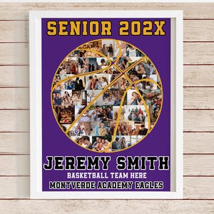 Senior Night Basketball Gifts, Basketball Player Athlete Graduation Gift, Senior Basketball Photo Collage Banner Poster Ideas Picture