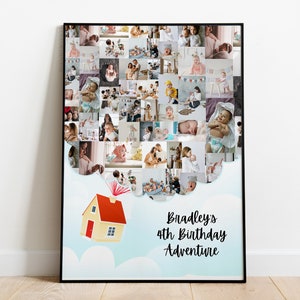 Collage photo pour 4e anniversaire garçon fille, cadeau de 4e anniversaire pour fils et fille, affiche de décoration de fête d'anniversaire de 4e anniversaire, carte d'invitation imprimable