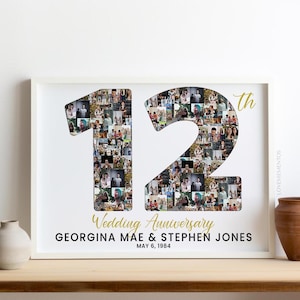Regalo de 12 años para él y ella, tarjeta de regalo del 12.° aniversario de bodas para parejas, imagen svg, regalo del 12.° aniversario para esposo y esposa