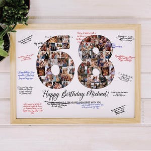 68er Geburtstag Dekoration Gästebuch Schild, 68er Geschenk Männer Frauen, 68er Party Einladung Poster, 68er Geburtstagskarte Für Ihn Sie