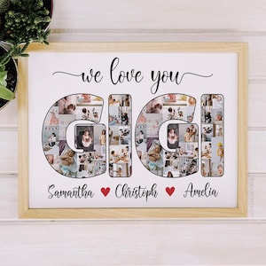 Cadeau Gigi Saint-Valentin de petits-enfants, collage photo Gigi, petits-enfants, petite-fille, petit-fils, cadeau pour la Saint-Valentin de grand-mère, cadeaux pour les Grammy Awards