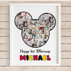 Decorazione per festa di Topolino per il 1° compleanno, 1° compleanno per ragazzo e ragazza, 1° regalo di compleanno per figlio, figlia, nipote simpatico, poster fotografico per il 1° compleanno