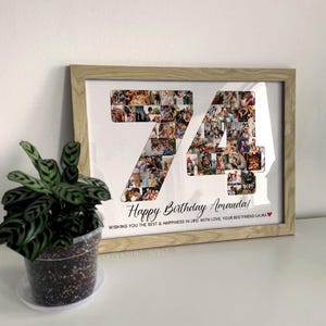 Custom 74th Birthday Gift Photo Collage, 74th Birthday Gift for Men, 74th Birthday Party Decorations Banner Sign Poster, 74th Birthday Women