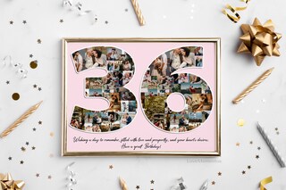 Biglietto Di Auguri 36° Compleanno Per Donna – Tema Retrò Con Anni Passati, Regalo Divertente Per Moglie O Amica Con Busta Dorata