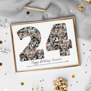 24. Geburtstagsgeschenk, 24. Geburtstag Dekorationen, 24. Geburtstag Einladung, 24. Geburtstag Karte Foto Collage, 24.Geschenk für Männer Frauen Shirt svg