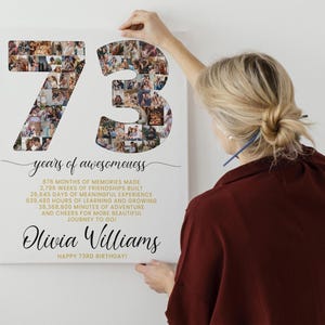 73 Geburtstagsgeschenk Foto Collage Countdown, 73 Gründe warum wir dich lieben, 73 Geburtstagsgeschenk für sie Ihn, 73 Geburtstagskarte einladen Poster