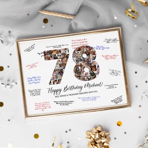 78e verjaardag decoratie gastenboek bord, 78e verjaardag cadeau mannen vrouwen, 78e verjaardagsfeestje uitnodiging poster, 78e verjaardag kaart hem haar
