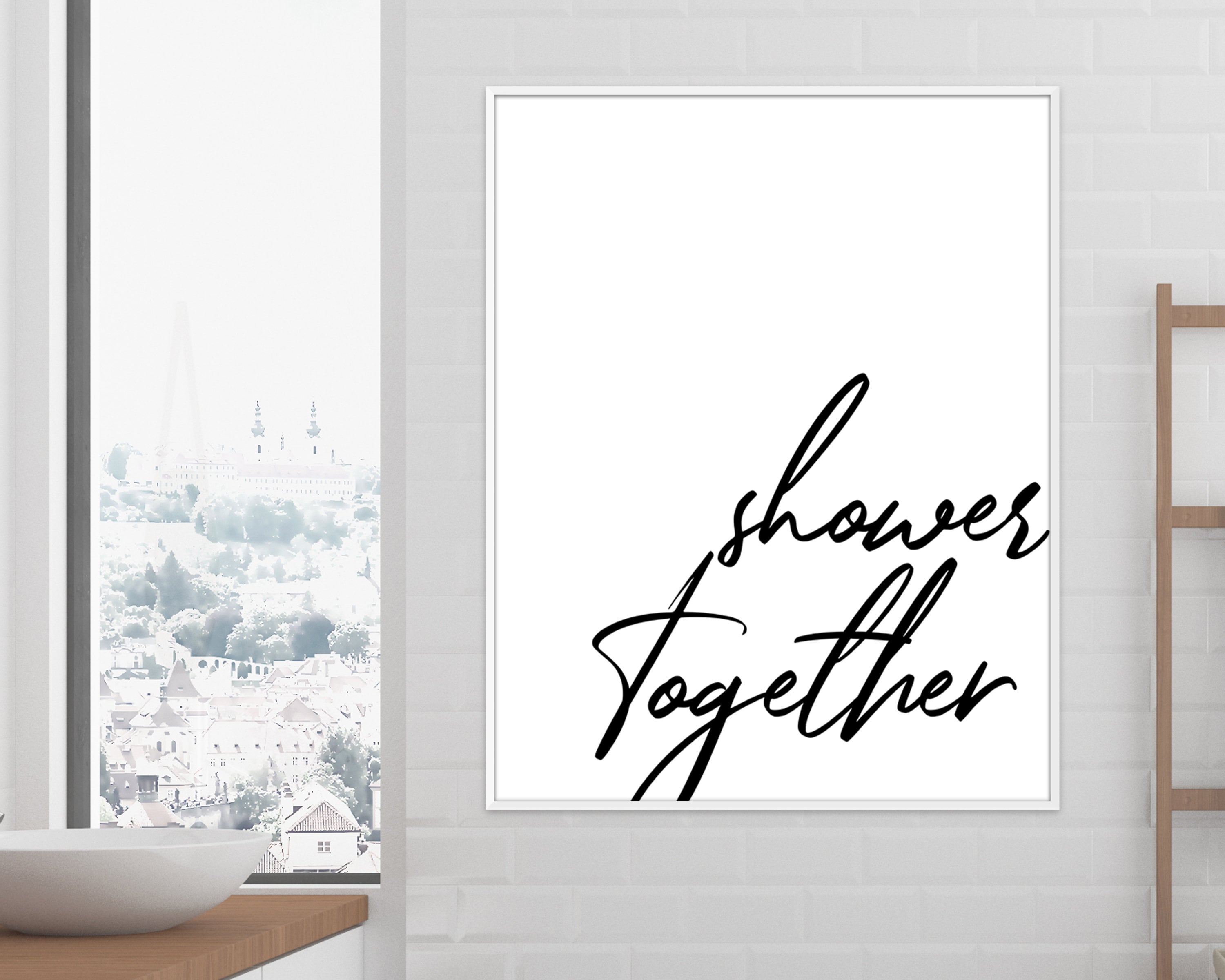 Funny Bathroom Signs Printable Shower Together Bathroom Wall | Etsy