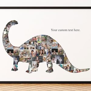 Regalo de amante de los dinosaurios, regalo personalizado de collage de fotos de dinosaurios para el hijo sobrino, regalo de entusiastas de los dinosaurios para niños, arte de cumpleaños de Dino