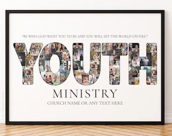 Collage fotográfico personalizado para el ministerio juvenil, regalo cristiano para pastores, ministerio infantil, ministerio para niños, decoración para el ministerio juvenil.