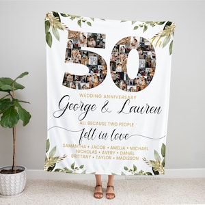 50th anniversary gifts for parents, 50 years wedding anniversary gift for couples, 50th anniversary blanket gift for mom and dad, golden
