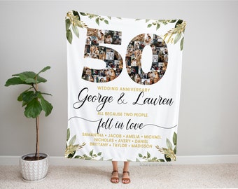 50-årspresenter till föräldrar, 50-års bröllopsdagspresent till par, 50-årsjubileumsfiltpresent till mamma och pappa, gyllene