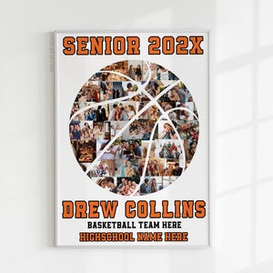 Basketball Senior Night Poster Banner, End of Season Basketball Gift for Basketball Player, Senior Night Basketball Gift Photo Collage Ideas