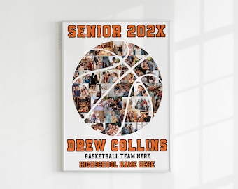 Basketball Senior Night Poster Banner, End of Season Basketball Gift for Basketball Player, Senior Night Basketball Gift Photo Collage Ideas