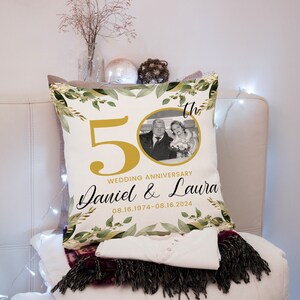 50th Anniversary Gift for Couples, Custom Pillow, 50th Wedding Anniversary Gift for Parents, Golden Anniversary Decorations, 50 years ago