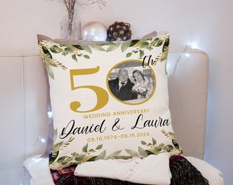 50th Anniversary Gift for Couples, Custom Pillow, 50th Wedding Anniversary Gift for Parents, Golden Anniversary Decorations, 50 years ago