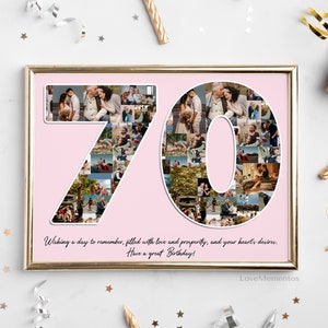 70th Birthday Gift Woman, 70th Birthday Gift for Men, 70 Birthday Poster Decoration Invitation, Personalized 70th Birthday Photo Collage, 70