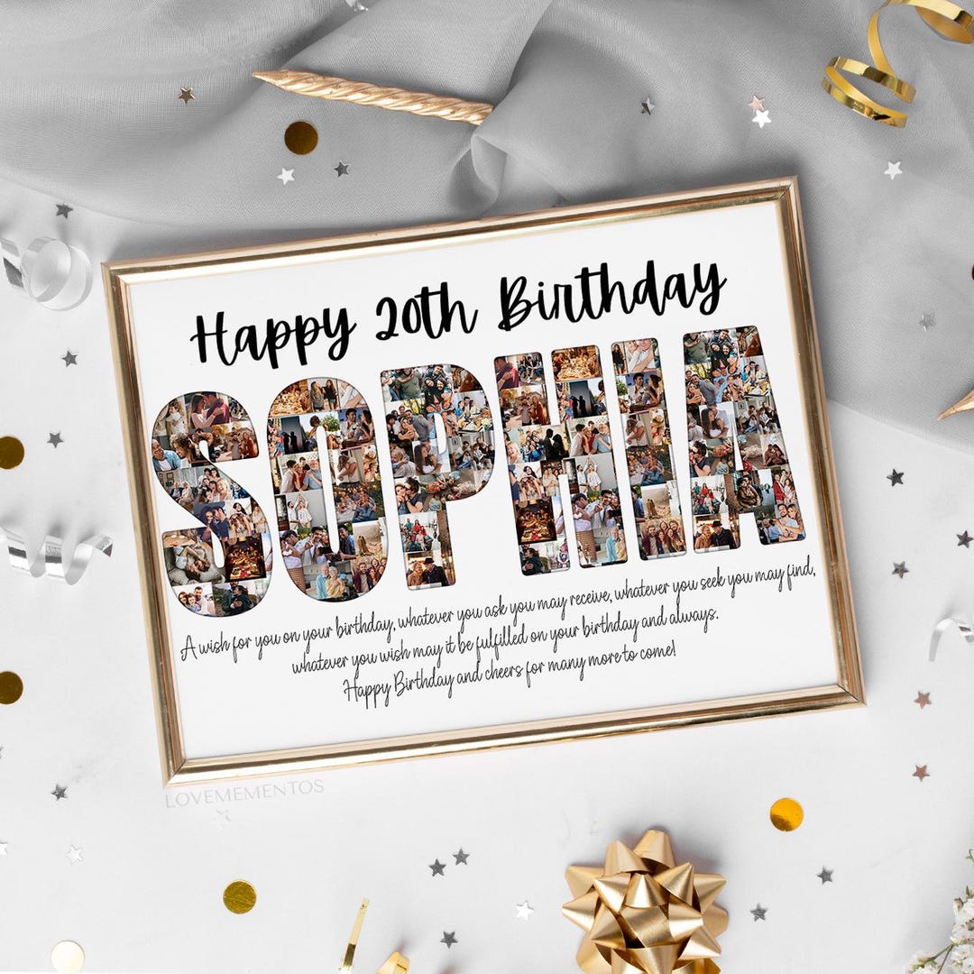 Personalized 20th Birthday Gift Men Women, 20th Birthday Name Collage ...