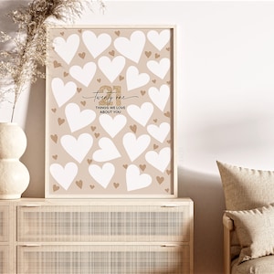 Decoraciones para el 21 cumpleaños, libro de visitas "21 cosas que nos encantan de ti", regalos para el 21 cumpleaños, cartel para fiesta de cumpleaños de 21 años, regalo para él o ella 21 imagen 2