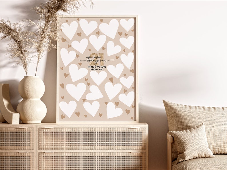 Decoraciones para el 21 cumpleaños, libro de visitas "21 cosas que nos encantan de ti", regalos para el 21 cumpleaños, cartel para fiesta de cumpleaños de 21 años, regalo para él o ella 21 imagen 2