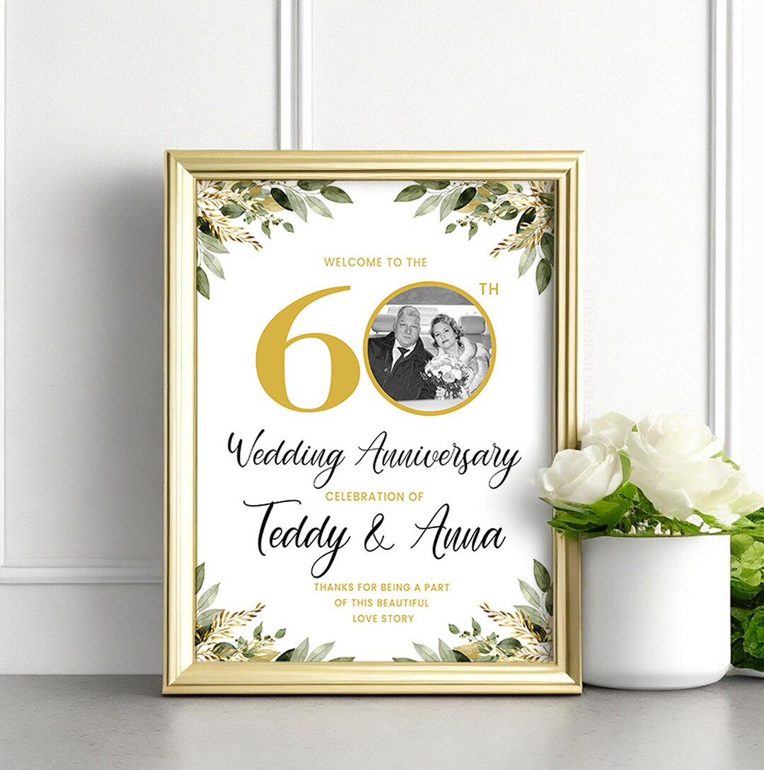 60th Anniversary Party Welcome Sign, 60th Wedding Anniversary Poster ...