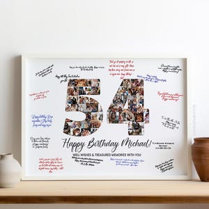 54e verjaardag decoratie gastenboek bord, 54e verjaardag cadeau mannen vrouwen, 54e verjaardagsfeestje uitnodiging poster, 54e verjaardag kaart hem haar