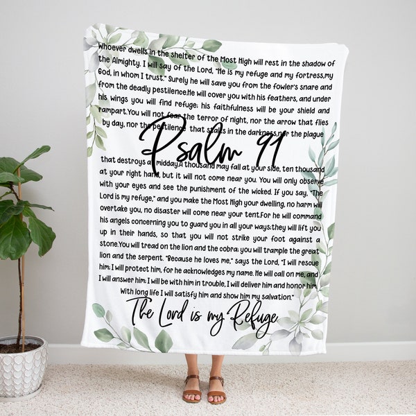 Psalm 91 Christian Bible Verse Blanket Art, Scripture Wall Art Decor, Religious Gift for Women Men Mom Kids Families Sister Friends Teacher