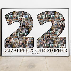 Cadeau collage photo 22e anniversaire de mariage pour lui elle, photo d'anniversaire de 22 ans mari femme, carte svg ornement 22e anniversaire