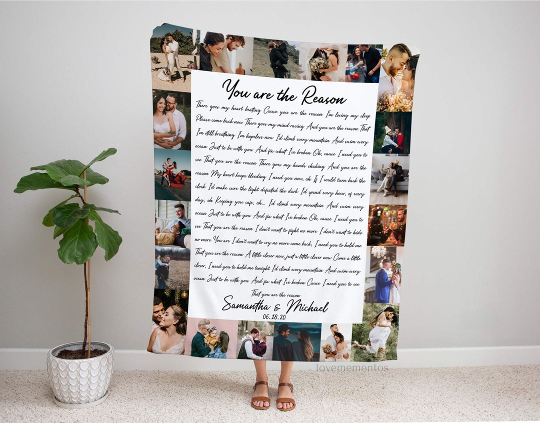 Couples Blanket, Song Lyrics Photo Collage Blanket, Wedding Anniversary