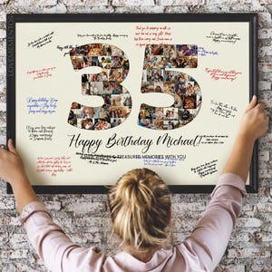 35th Birthday Decoration Guest Book Sign, 35th Birthday Gift Men Women, 35th Birthday Party Invitation Poster, 35th Birthday Card Him Her