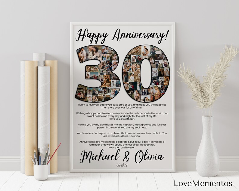 Custom 30th Wedding Anniversary Gift for Wife 30 Years Etsy
