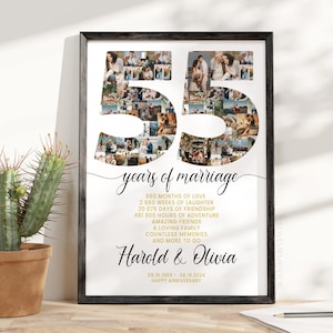 Geschenk zum 55. Jahrestag für Eltern, Partydekoration zum 55. Hochzeitstag für Paare, Geschenk zum 55