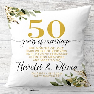 50th Anniversary Gift for Parents, Personalized Pillow, 50 Years wedding Anniversary Gift for Couples, Golden Anniversary Gift for Mom & Dad