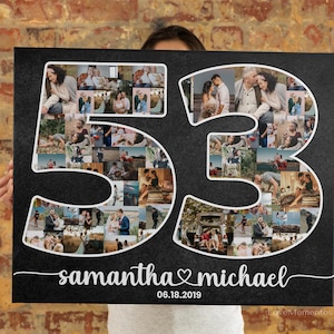 53e verjaardagscadeau voor man en vrouw, 53 jaar huwelijkscadeau voor hem, haar ouders, paren, 53 jaar samen getrouwd, gepersonaliseerde collage