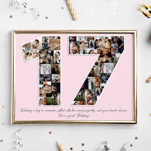 17. Geburtstagsgeschenk für Mädchen Jungen, 17 Jahre altes Geburtstagseinladungskarte Dekorationshemd Banner, alles Gute zum 17. Geburtstag Tochter Sohn, individuelles Geschenk