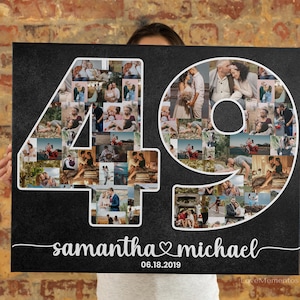 Regalo del 49 aniversario para esposo y esposa, regalo de bodas de 49 años para él y sus padres, 49 años de casados juntos, collage personalizado