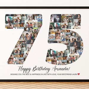Regalo de 75 cumpleaños para hombre y mujer, decoraciones para fiesta de 75 cumpleaños, regalo de 75 cumpleaños para mamá y papá, invitación de 75 cumpleaños, cartel con foto, pancarta y letrero
