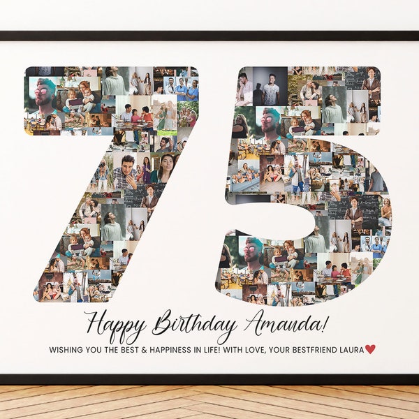 75th Birthday Gift Man Woman, 75th Birthday Party Decorations, 75th Birthday Gift Mom Dad, 75th Birthday Invitation Photo Poster Banner Sign