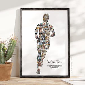 Manliga löpare presenter, löpcoach fotokollage, löpentusiast, maratonatlet present, löpcoach, löparpresent till honom pojkvän make