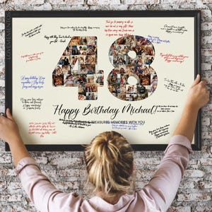 48th Birthday Decoration Guest Book Sign, 48th Birthday Gift Men Women, 48th Birthday Party Invitation Poster, 48th Birthday Card Him Her