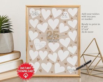 25e verjaardagsversieringen, 25 Things we love about you-gastenboek, 25e verjaardagscadeaus voor hem haar, gelukkige 25e verjaardag, 25e verjaardagskaart