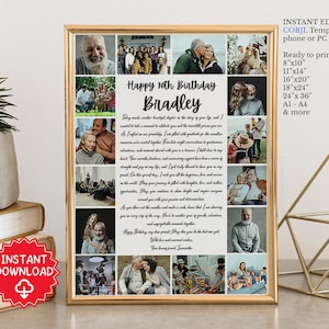 Regalo de tarjeta de cumpleaños número 70 para mamá papá, carta de cumpleaños número 70 abuela abuelo, plantilla de descarga instantánea de feliz cumpleaños número 70, 70 decoraciones