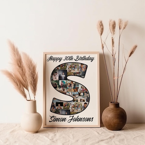 30th Birthday Photo Collage Gift for Him Her, Personalized 30th Birthday Decoration for Men Women, 30 years old gift for husband wife friend