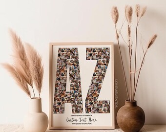 Custom Arizona State Wall Art Photo Collage, Arizona Map Poster, Arizona Ornament, Arizona Vacation Memories, Arizona Travel Adventure Gifts