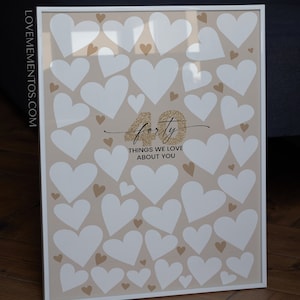 40th Birthday Gift, 40 Reasons We Love You Guestbook, 40th Birthday decorations, 40 things we love about you, 40th Birthday Poster Men Women image 7
