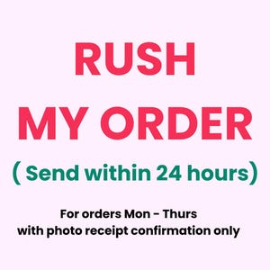 RUSH MY ORDER und sende innerhalb von 24 Stunden, nachdem ich die Fotos erhalten habe! Nur für Bestellungen von Montag bis Donnerstag gemacht