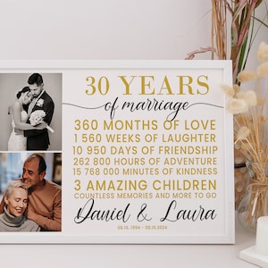 30th Wedding Anniversary Gift for Husband, Pearl Wedding Anniversary Gift for Wife, 30th Anniversary Gift for Parents, Anniversary Countdown