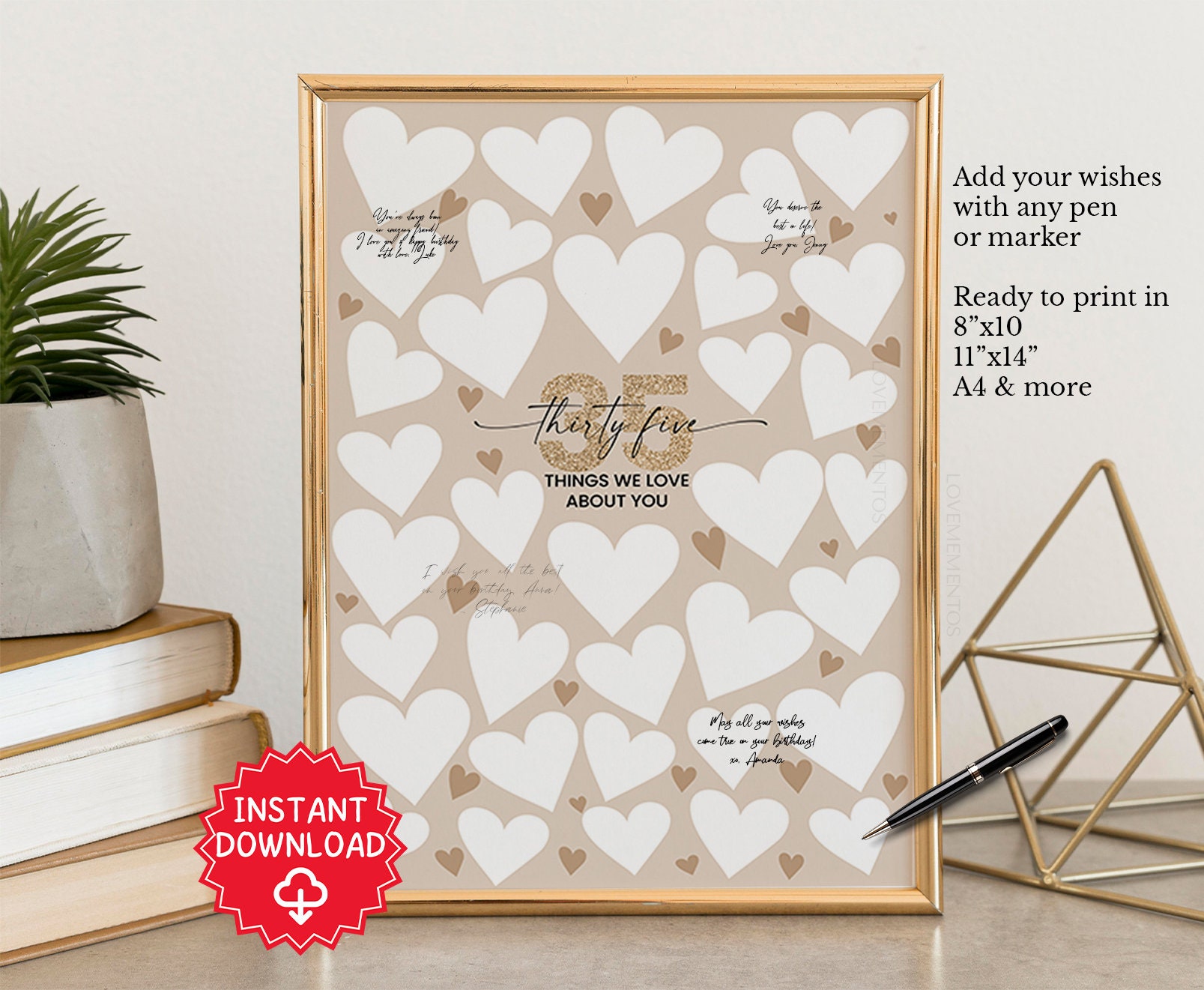 Happy 35th Birthday Banner, 150x90 Cm – Vinyl, Rosegold, Mit Glitzer, Für Wand- & Tischdekoration