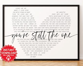 You&#39;re Still The One Shania Twain Teddy Swims Song Lyrics Printable Art Download, Romantic Gift Him & Her, Valentines, Wedding, Anniversary